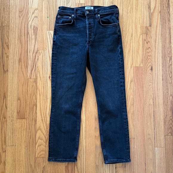 Agolde sz 26 Charcoal Denim Jeans zip front great condition - Picture 1 of 5
